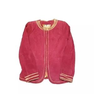 Bradley Bayou Pink/Purple/Fuchsia  Leather Jacket Blazer Floral Lining PocketsXS